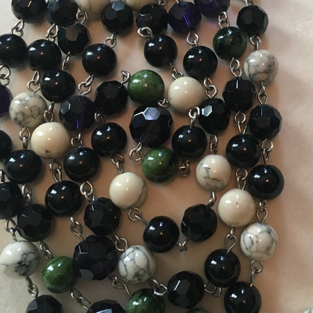 Long String of Mixed Glass and Stone Beads - Picture 2 of 8
